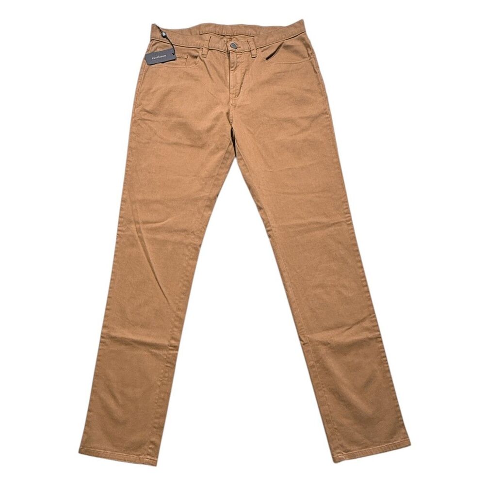 Turtleson York Pants Mens 33x34 Brown Stretch Chino 5 Pocket Golf NWT Cotton